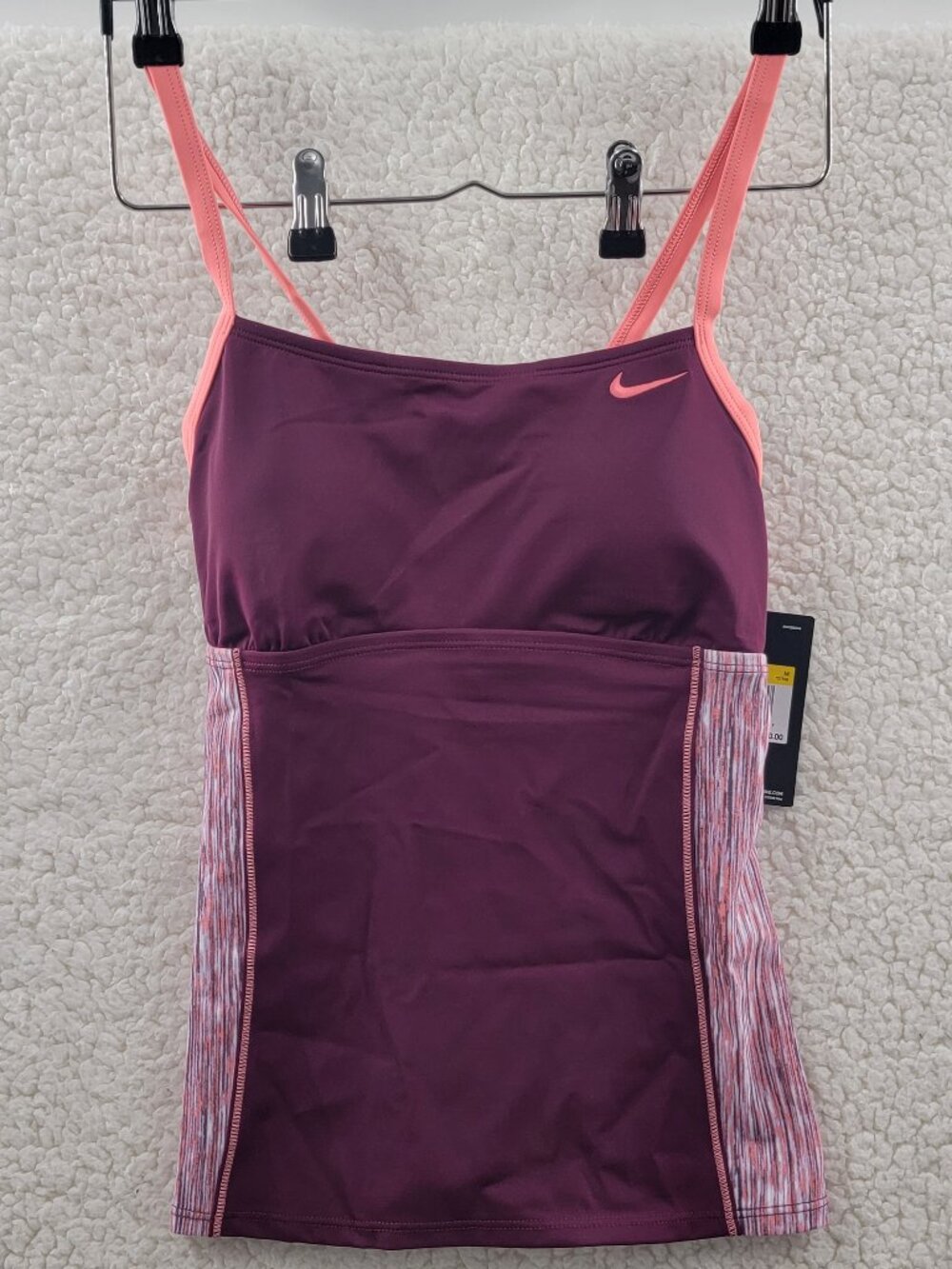 Nike Racerback Tankini Bikini Top Burgundy Size Medium